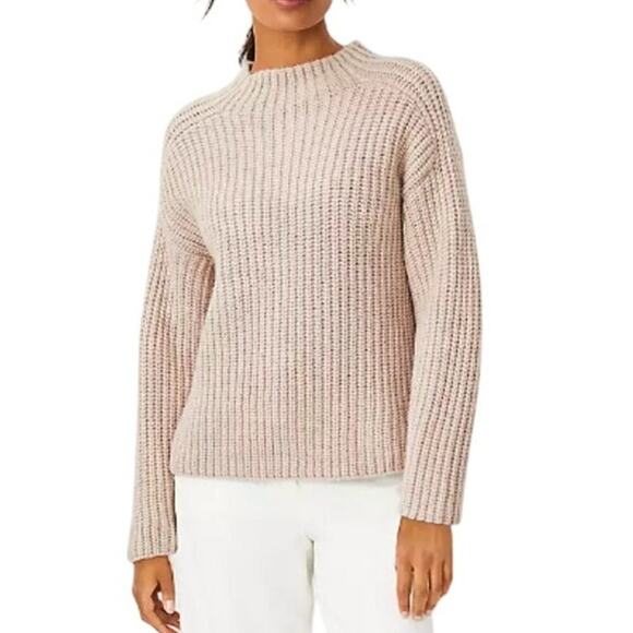 Ann Taylor Ivory Cream Ribbed Wool Thick Knit Turtleneck Sweater XS - Picture 1 of 5